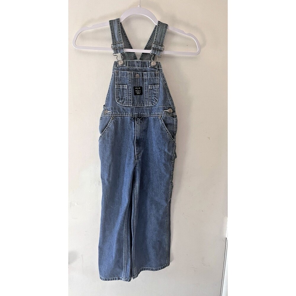 LAKIN McKEY KEY Kids Sz 5 Blue Denim Carpenter Bib Overalls Farm Ranch Western